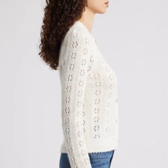 DÔEN NWOT Emery Pointelle Cardigan - Picture 3 of 5